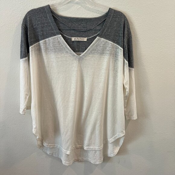 Free People WE THE FREE 3/4 Sleeve Major Leagues White Grey colorblock Jersey - Picture 2 of 7